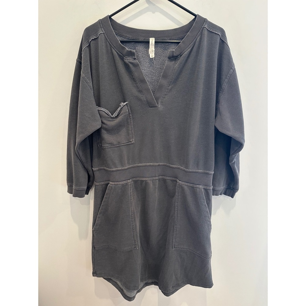 Daily Practice by Anthropologie Gray French Terry Sweatshirt Dress Large Pockets